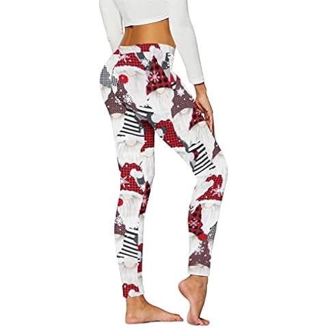Gellmall Women Christmas Leggings High Waist Yoga Jogging Leggins Xmas Sports Pants Push Up Fitness Pants Ladies Elastic Skinny Pants XL Cover