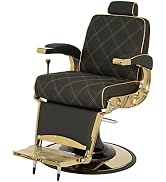 Buy-Rite Zeus Gold Professional Heavy-Duty Barber Chair with Stunning Gold Metal Frame, Reinforce...