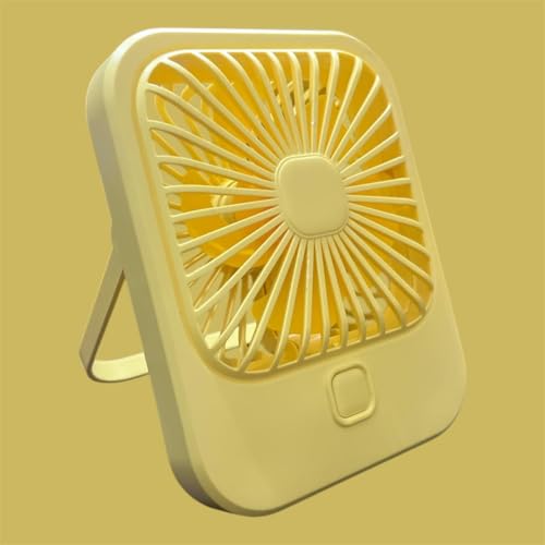 Image of Litehom Small Desk Fan, 2000mAh Rechargeable Fan Battery Powered, 180Foldable Portable Fan, 3 Speeds Adjustable USB Fan Silent Powerful for Home Office Travel Outdoor (YELLOW)
