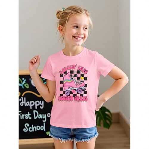 Image of First Day of School Outfit for Girl Rollin Into First Second Third Grade Shirt 1st 2nd 3rd Back to School T-Shirt Top