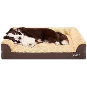 JOYELF Cama Ortopédica para Perros Grandes, Sofá Cama en Forma de U, Cama Impermeable con Funda Lavable y Base Antideslizante – Café