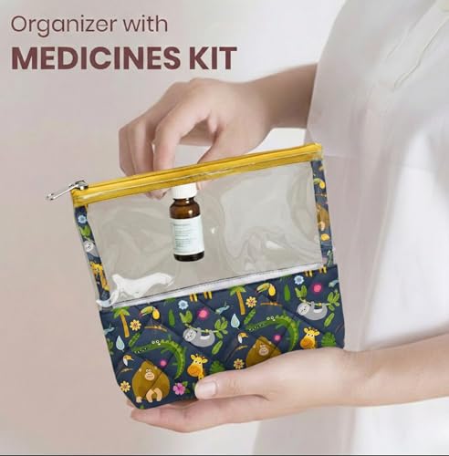 Image of Medicine Kit | Multipurpose All-in-One Compact, Durable, Lightweight, Waterproof, Bag | Travel Friendly Pouch | Ideal for Stationary, Diaper, Medicines (Animal Print)
