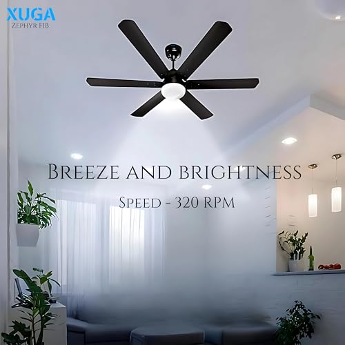 Image of XUGA Zephyr F1B Premium Smart 1200mm, BEE 5-star BLDC fan,6 Blade,Remote Ceiling fan for Home, 100% Copper Motor,Energy Saving, High Air Delivery,LED (Smoke Brown)(5 Year Warranty)