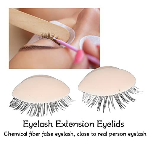 Uxsiya Mannequin Head Eyelids, Eyelash Grafting Practice 3 works Silicone Eyelids with Eyelashes Replaceable for Salon(Pink) - Image 3