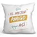 MUGFFINS Cojín 40x40 cm para Amigo Relleno Incluído - En Español - Eres EL Mejor Sigue ASÍ - 11 oz - Regalo Original y Divertido