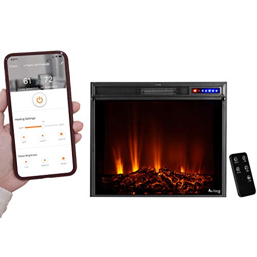 E-Flame Usa Whistler Led Recessed Electric Fireplace Stove Insert With Remote - 3D Wood Burning Flame Effect - 28"X24" (Black) #TOP5