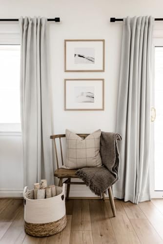 Image of 100% Blackout Shield Linen Blackout Curtains for Bedroom 63 Inches Long, Back Tab /Rod Pocket Living Room Drapes, Thermal Insulated Blackout Curtains 2 Panels Set, 50 inch W x 63 inch L, Beige