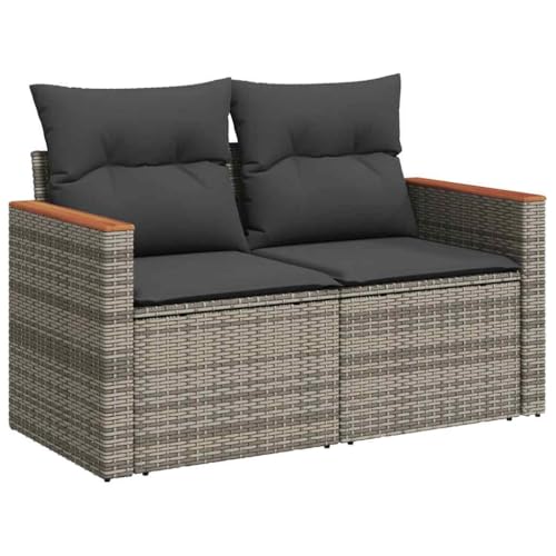 vidaXL Gartensofa 2-Sitzer, Sofa mit Kissen, Terrassensofa mit...