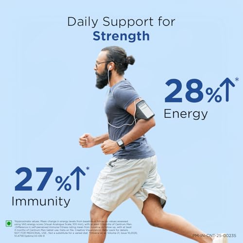 Image of Centrum Men Tablet, World'S No.1 Multivitamin With Grape Seed Extract, Vitamin C & 21 Other Nutrients For Overall Health, Strong Muscles & Immunity (Veg) 30S, 43 Grams
