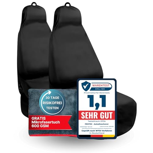 PROTEX® Autositzschoner [Testsieger 2025] Werkstattschoner - Rutsch- und wasserfestes, schmutzabweisendes Material - Ideale Passform - schwarz (2 Stück)
