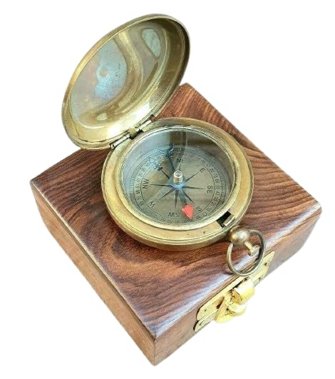 Antique Military Nautical Compass Brass Vintage WWII Military Pocket Compass