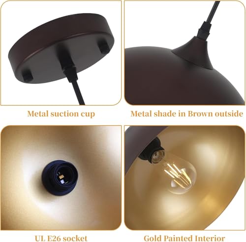 Image of 12 inch Black Dome Pendant Light, Modern Farmhouse Pendant Light, Large Pendant Lamp for Kitchen Island Dining Room Bedroom Hallway Foyer (Bulb Not Include)