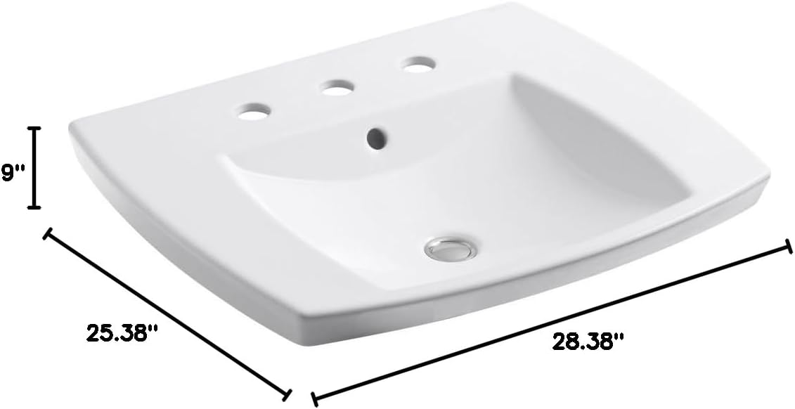 KOHLER K-2381-8-0 Kelston Self-Rimming Lavatory with 8-Inch Centers, White