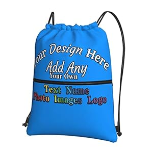Custom Drawstring Bags Customize Your Own Logo Photo Picture Text Name Bags Customized Gift Sports Travel Gym Drawstring Bags Blue