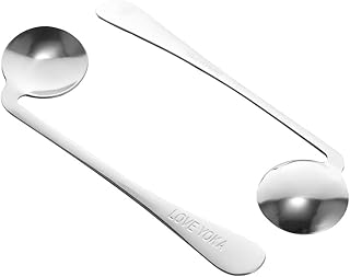 Luxshiny Left Handed Grip Easy Offset Spoons 2pcs Stainless Steel Angled Adaptive Utensils Parkinsons Spoon for Hand Tremors Parkinsons or Elderly