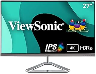 ViewSonic VX2776-4K-MHD 27-Inch IPS 4K Ultra HD Monitor with HDR10 Support, 2x HDMI, DisplayPort, Eye Care for Work and Entertainment at Home, Silver