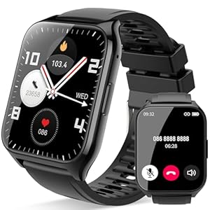 Smartwatch Damen Herren, 1,85″Zoll HD Touchscreen Smart Watch mit Bluetooth Anrufe, 112 Sportmodi Fitnessuhr, Herzfrequenzmonitor Schlafmonitor Schrittzähler, IP68 Wasserdicht für iOS Android, Schwarz