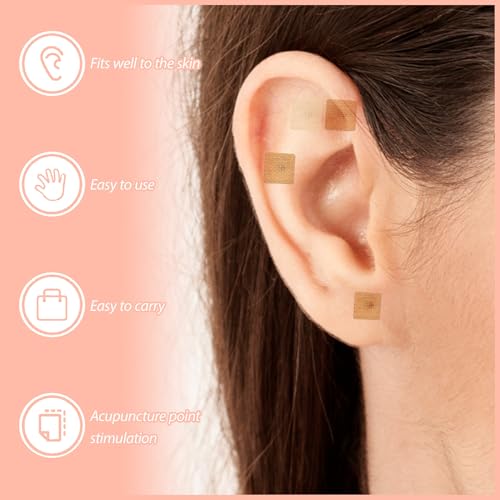600 PCS Ear Seeds Akupunkturpflaster,Ohrakupunktur Nadeln,Ohrsamen Akupunktur,Ohrakupunktmassagen und Pflege,für Sportler Büroangestellte,mit Pinzette und Ohrlöffel