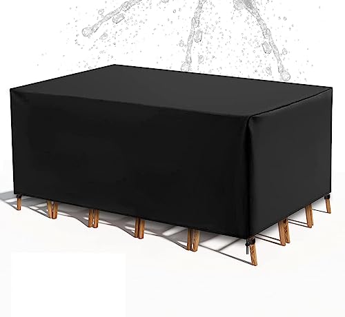 Abdeckung Gartenmöbel Winterfest 350 x 160 x 90 cm, Tisch-Regenschutz Hoftischbezug Hofmöbelbezug Regenfest Winddicht Möbelbezug - Schwerlast 600D Oxford Gewebe Plane Schutzhülle Abdeckung