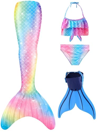 Superband Mermaid Print Bikini Swimsuit Two Piece Set with Cover Skirt for Girls & Women of All Ages