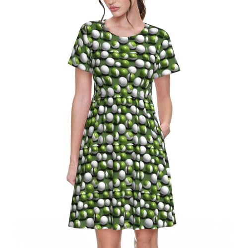 Robe d'été golf originale à manches courtes au style imprimé unique