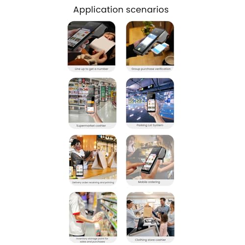 Image of POS Receipt Printer with Android 11, 5 Inch HD Touchscreen, Integrated 58mm Thermal Printer, 4G WiFi BT NFC, and 1D 2D QR Code Scanner for Retail