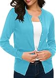 Urban CoCo Women's Long Sleeve Crew Neck Button Down Knit Cardigan Sweater (Lake Blue, m)