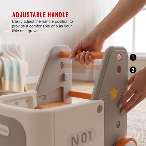 Image of Baybee 4 in 1 Baby Push Walker & Shopping Cart for Kids, Convertible Ride-On Toy, Pull Cart & Toy Organizer, Storage Compartments, Secure Rope Grip, Smooth Wheels & Rounded Edges | Walking Support for 0-3 Years (Orange)