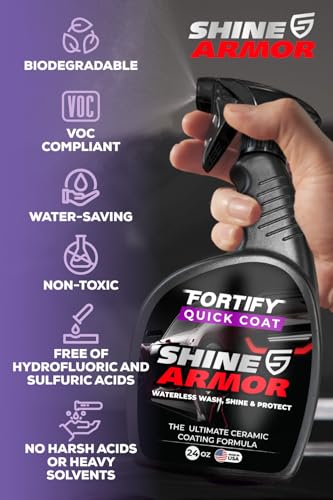 SHINE ARMOR Ceramic Coating Fortify Quick Coat Car Wax Polish Spray Waterless Wash & Wax Hydrophobic Top Coat Polish & Polymer Paint Sealant Detail Protection (24 Fl Oz) - Image 8