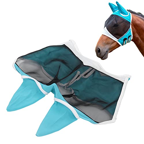 Paardenvliegmasker,zachte ademende antimuggenvliegmaskers voor paarden,elastische gebreide stof vliegenmaskers voor paarden met oren - Afbeelding 6