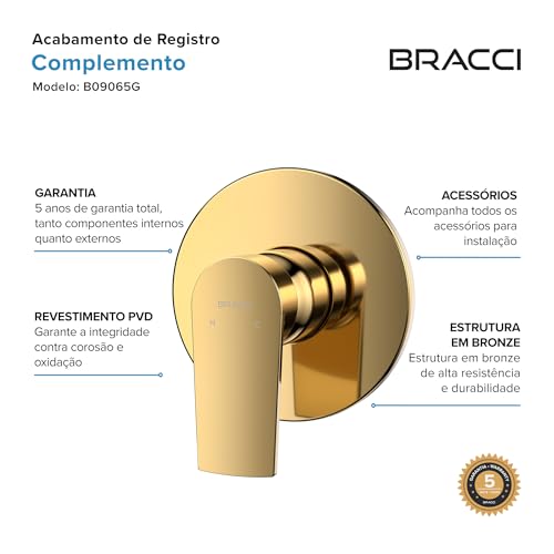 BRACCI Acabamento Monocomando de Chuveiro para Base Docol 3/4 (Dourado)