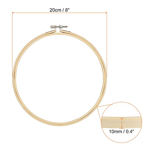 Image of PATIKIL 12 Pieces 8 Inch Embroidery Hoops Round Adjustable Bamboo Circle Cross Stitch Hoop Ring Bulk for Embroidery Art Craft Handy Sewing Decoration