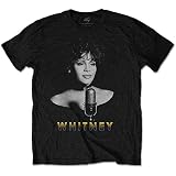 Rock Off officially licensed products Whitney Houston Unisex T-Shirt: Noir & Blanc Photo (Noir) Size S