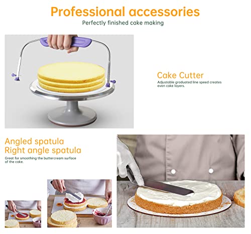 12 Inch Cake Turntable Decorating Stand with Aluminum,Cake Turntable Decorating Kit,Rotating Cake Stand Cake Spinner Stand Leveler Set Pastries Decorations Cake Turner Table Tools by LUOBAO - Image 7