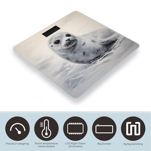 Báscula digital de baño con pantalla LCD y plataforma de vidrio templado miniatura 3