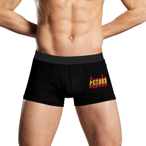 Spain Spanish Flag Men's Tight Boxer Briefs Breathable Underwear Soft Stretch Trunks