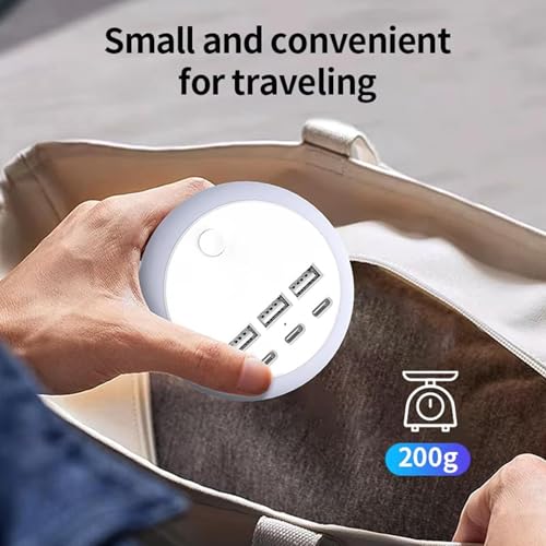 Estación de carga USB múltiple portátil y ajustable con luz para escritorio 5