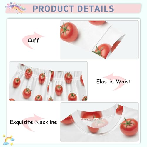 Pajama Sets Long Sleeve Tomato Pattern Print Design Soft Comfy Sleepwear 2 Piece PJS 3-8T4