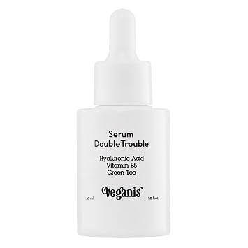 Double Trouble Face Serum Hydrating Serum with Hyaluronic Acid, Vitamin B5 & Green Tea Lightweight Anti-Aging Formula for Smooth Skin 1 Fl Oz