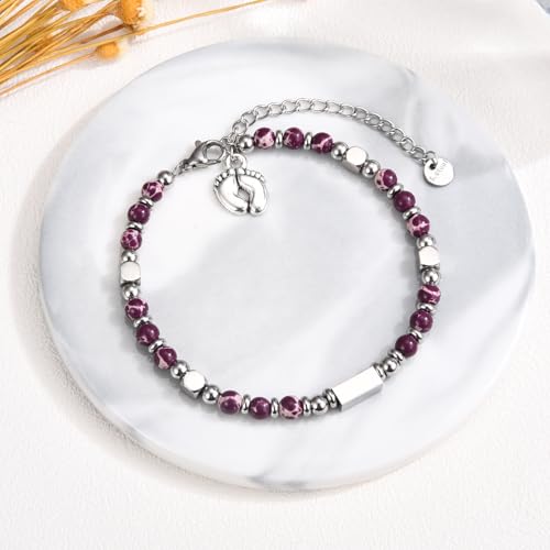 Pulsera de pies de bebé para mujer y futura mamá en plata de ley 4