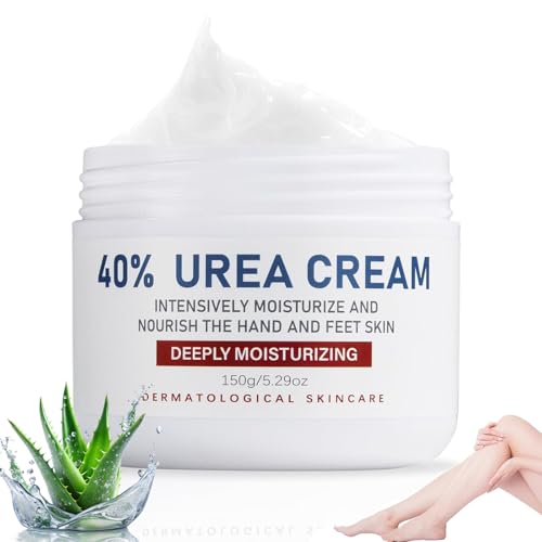 Urea crema 40 % 150 gramos, para pies de urea, con ácido hialurónico, árbol de té y aloe vera, bálsamo para el talón para crema de pies, codos, manos, talones, uñas y rodillas