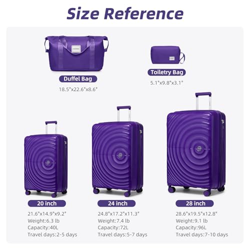 Image of LARVENDER Luggage Sets 5 Piece Set Suitcase Hardshell Expandable Carry On | ABS+PC, Suitcase Set for Women, Spinner Wheels, Durability, Lightweight, Telescopic Handle, Family Travel Luggage Set