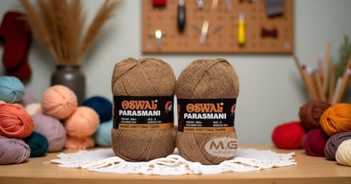 Image of M.G Enterprise ParasmaniBrownSoft Wool Yarn 300 Crochet Yarn for Needle Knitting & DIY Craft