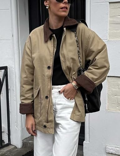 Womens Jacket Button Down Lightweight Utility Anorak Coat Cargo Jacket Trendy Outwear with Pockets2