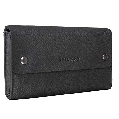 STILORD 'Griffin' Astuccio Pelle Vintage Portapenne Borsa per Studenti Cancelleria Trucco Cosmetico Astuccio Tabacco in Vero Cuoio, Colore:nero