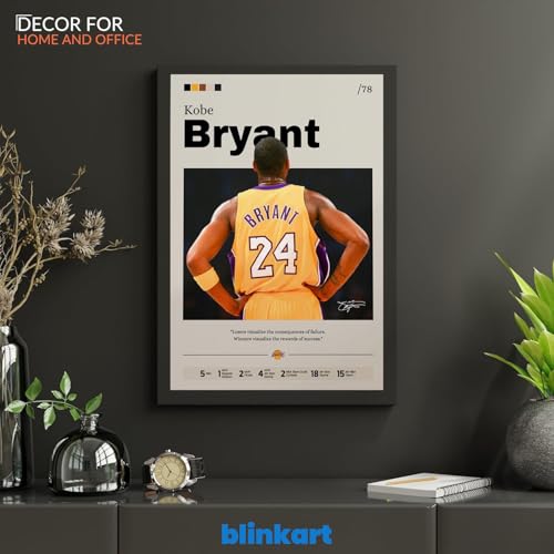 Image of BLINKART Kobe Bryant | Nba Basketball Player | Synthetic Wood Photo Framed Wall Hanging Poster For Room & Office Bedroom Living Boys And Girl Room Home Wall Hanging | 12x18 Inches
