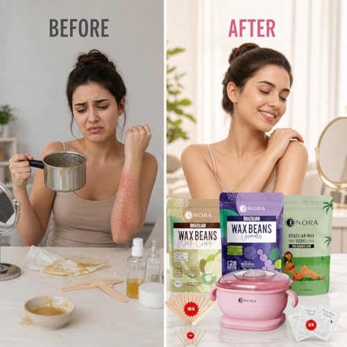 Image of ENORA Premium Waxing Kit for Women - Silicone Wax Warmer for Hair Removal, Eyebrow, Bikini, Legs, Face, Brazilian Wax & More - Machine + 3-Pack Hard Wax Beads (100 g)+ Accessories