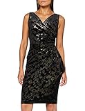 Ligeramente elástico Gina Bacconi Women\'s Metallic Velvet Wrap Dress Vestido de cctel, Negro/Dorada, 50 para Mujer