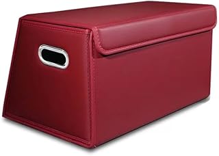 Car Trunk Storage Box Suitable for Abarth Monster Energy 2020 2021 2022 2023, Foldable Easy Storage Watertight Leather Material Sundries Box,Red-Large