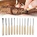 Wood Carving Tools 12PCS Wood Carving Tools, Wooden Handle Steel Chisel Set with Canvas Case for DIY